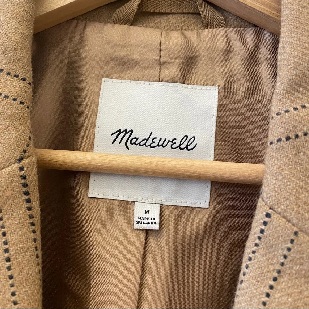Madewell || Larsen Blazer in Windowpane Check Wool Blend Camel Tan Medium_4